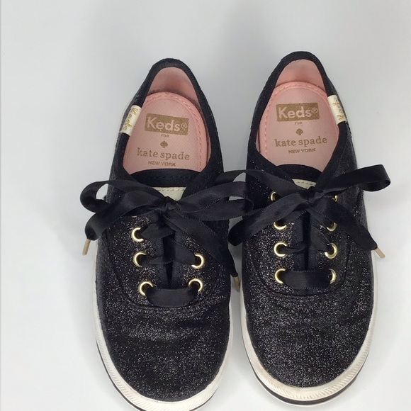 KEDS X KATE SPADE Champion Glitter Sneaker in Black. - Picture 4 of 9